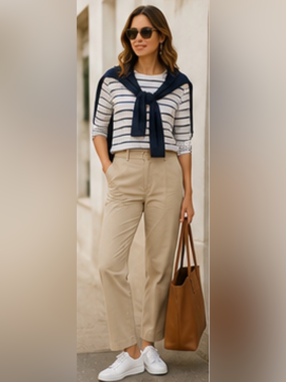 Pedro del Hierro Women’s Khaki 100% Cotton Straight Leg Pants EUR 48 / US 14 XL